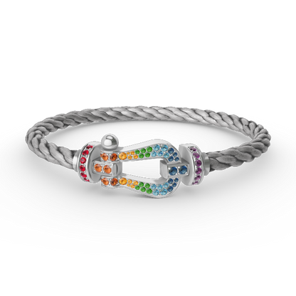 [Solara Jewelry ]FORC GROSSES HUFEISEN FARBIGES DIAMANTARMRETT SILBER