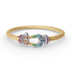 [Solara Jewelry ]FORC GROSSES HUFEISEN FARBIGES DIAMANTARMRETT SILBER