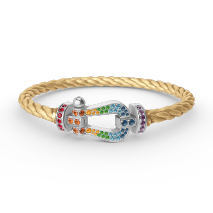 [Solara Jewelry ]FORC GROSSES HUFEISEN FARBIGES DIAMANTARMRETT SILBER