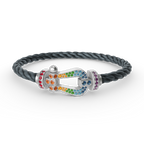 [Solara Jewelry ]FORC GROSSES HUFEISEN FARBIGES DIAMANTARMRETT SILBER