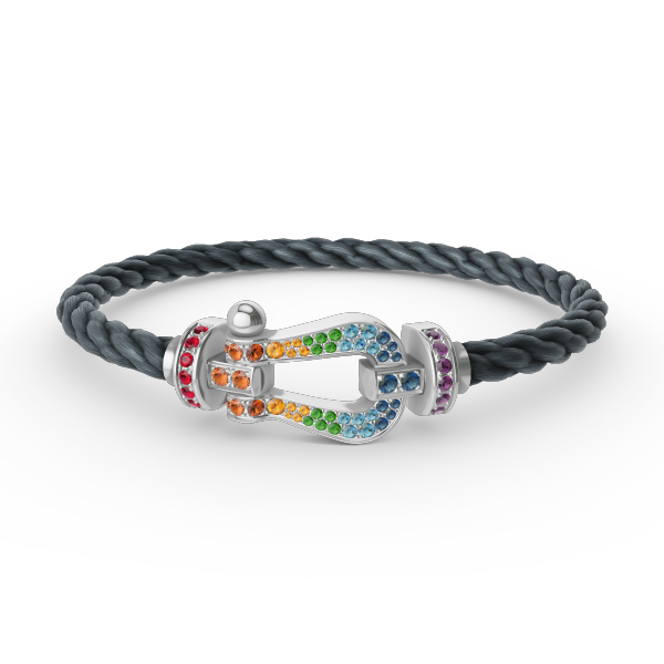[Solara Jewelry ]FORC GROSSES HUFEISEN FARBIGES DIAMANTARMRETT SILBER