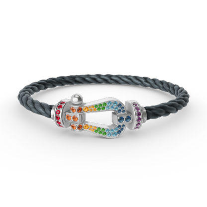 [Solara Jewelry ]FORC GROSSES HUFEISEN FARBIGES DIAMANTARMRETT SILBER