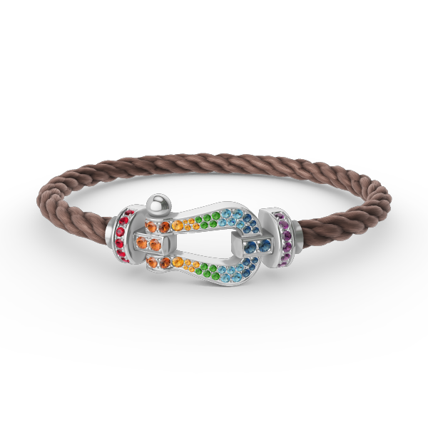 [Solara Jewelry ]FORC GROSSES HUFEISEN FARBIGES DIAMANTARMRETT SILBER