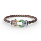 [Solara Jewelry ]FORC GROSSES HUFEISEN FARBIGES DIAMANTARMRETT SILBER