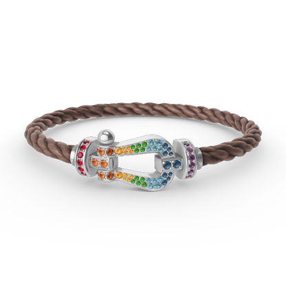 [Solara Jewelry ]FORC GROSSES HUFEISEN FARBIGES DIAMANTARMRETT SILBER