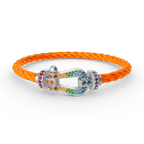 [Solara Jewelry ]FORC GROSSES HUFEISEN FARBIGES DIAMANTARMRETT SILBER