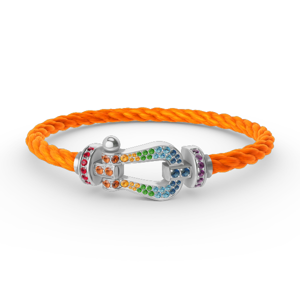 [Solara Jewelry ]FORC GROSSES HUFEISEN FARBIGES DIAMANTARMRETT SILBER