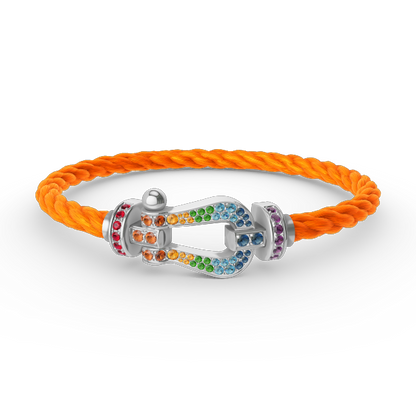 [Solara Jewelry ]FORC GROSSES HUFEISEN FARBIGES DIAMANTARMRETT SILBER