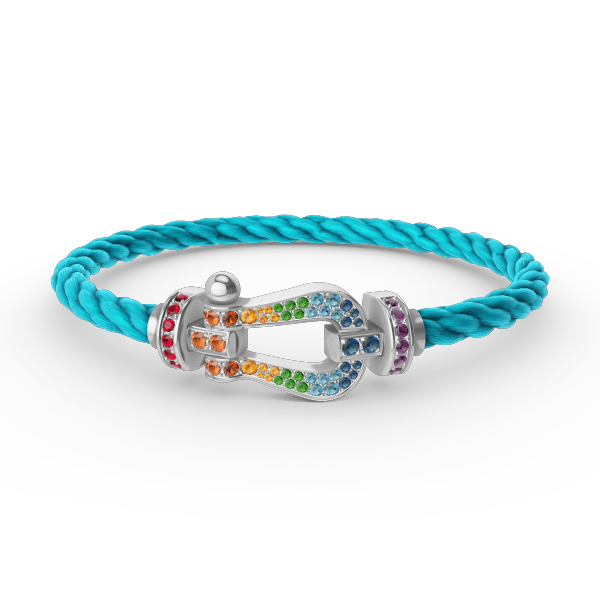 [Solara Jewelry ]FORC GROSSES HUFEISEN FARBIGES DIAMANTARMRETT SILBER
