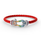 [Solara Jewelry ]FORC GROSSES HUFEISEN FARBIGES DIAMANTARMRETT SILBER