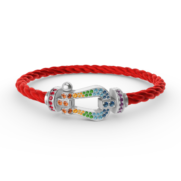 [Solara Jewelry ]FORC GROSSES HUFEISEN FARBIGES DIAMANTARMRETT SILBER