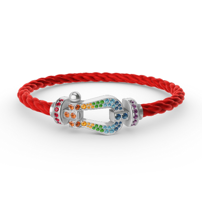 [Solara Jewelry ]FORC GROSSES HUFEISEN FARBIGES DIAMANTARMRETT SILBER