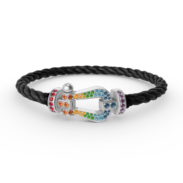 [Solara Jewelry ]FORC GROSSES HUFEISEN FARBIGES DIAMANTARMRETT SILBER