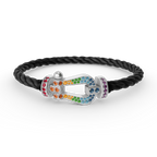 [Solara Jewelry ]FORC GROSSES HUFEISEN FARBIGES DIAMANTARMRETT SILBER