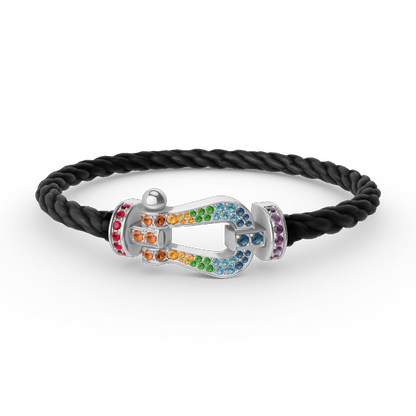 [Solara Jewelry ]FORC GROSSES HUFEISEN FARBIGES DIAMANTARMRETT SILBER