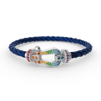 [Solara Jewelry ]FORC GROSSES HUFEISEN FARBIGES DIAMANTARMRETT SILBER