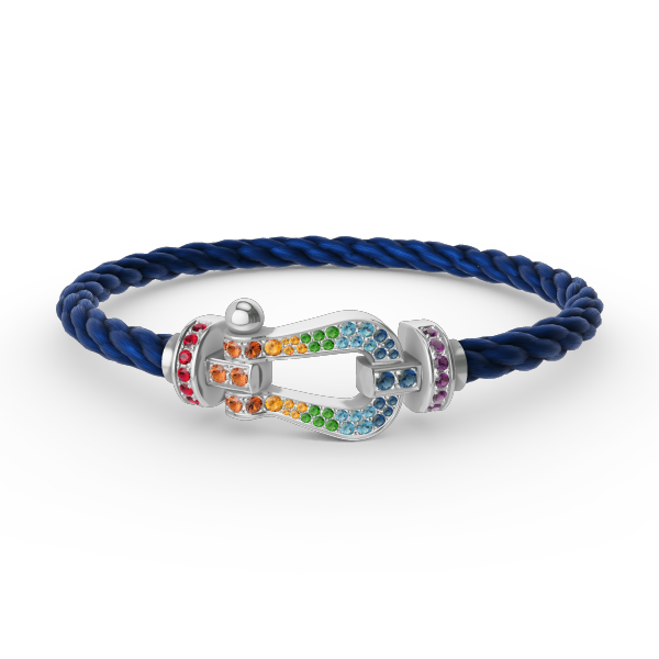 [Solara Jewelry ]FORC GROSSES HUFEISEN FARBIGES DIAMANTARMRETT SILBER