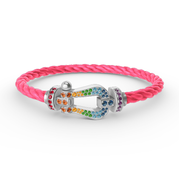 [Solara Jewelry ]FORC GROSSES HUFEISEN FARBIGES DIAMANTARMRETT SILBER