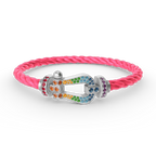 [Solara Jewelry ]FORC GROSSES HUFEISEN FARBIGES DIAMANTARMRETT SILBER