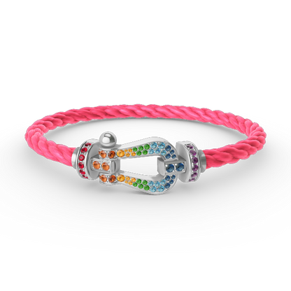 [Solara Jewelry ]FORC GROSSES HUFEISEN FARBIGES DIAMANTARMRETT SILBER