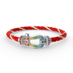 [Solara Jewelry ]FORC GROSSES HUFEISEN FARBIGES DIAMANTARMRETT SILBER