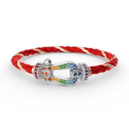 [Solara Jewelry ]FORC GROSSES HUFEISEN FARBIGES DIAMANTARMRETT SILBER