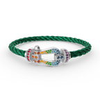 [Solara Jewelry ]FORC GROSSES HUFEISEN FARBIGES DIAMANTARMRETT SILBER