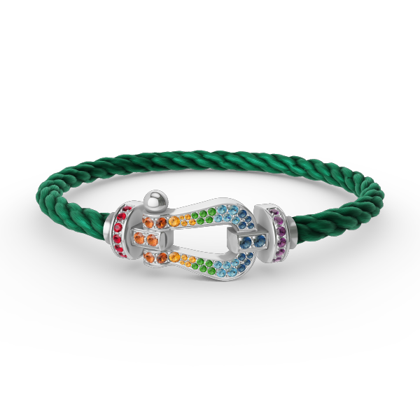 [Solara Jewelry ]FORC GROSSES HUFEISEN FARBIGES DIAMANTARMRETT SILBER