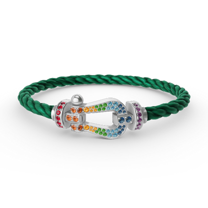 [Solara Jewelry ]FORC GROSSES HUFEISEN FARBIGES DIAMANTARMRETT SILBER