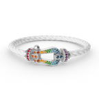 [Solara Jewelry ]FORC GROSSES HUFEISEN FARBIGES DIAMANTARMRETT SILBER