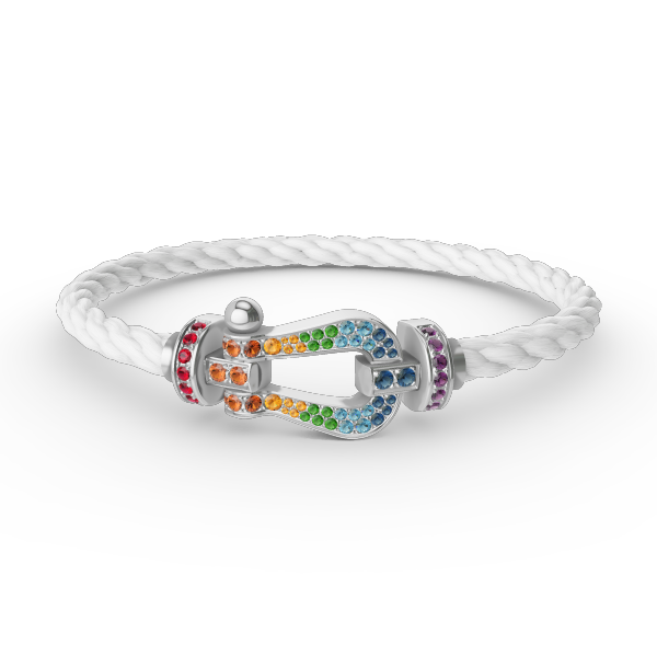 [Solara Jewelry ]FORC GROSSES HUFEISEN FARBIGES DIAMANTARMRETT SILBER