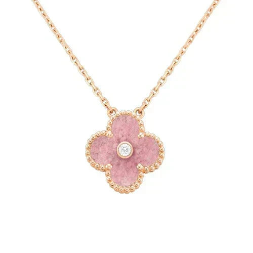 [Solara Jewelry ]クローバー 15mm ダイヤモンド ロードナイト ネックレス