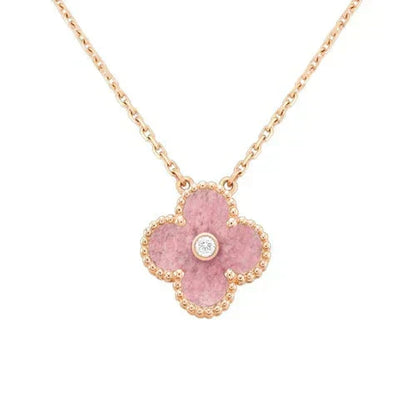 [Solara Jewelry ]クローバー 15mm ダイヤモンド ロードナイト ネックレス