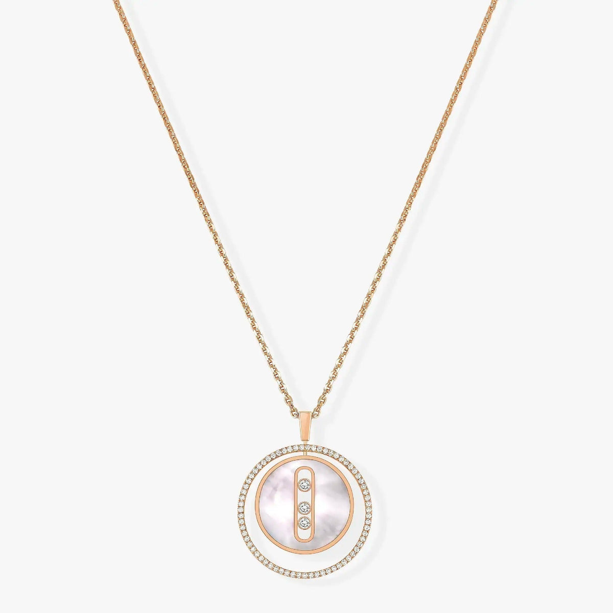 [Solara jewelry]LUCKY MOVE MM WEISSE PERLMUTT DIAMANTENHALSKETTE