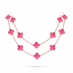 [Solara jewelry] NEW CLOVER 20 MOTIFS PINK ENAMEL NECKLACE