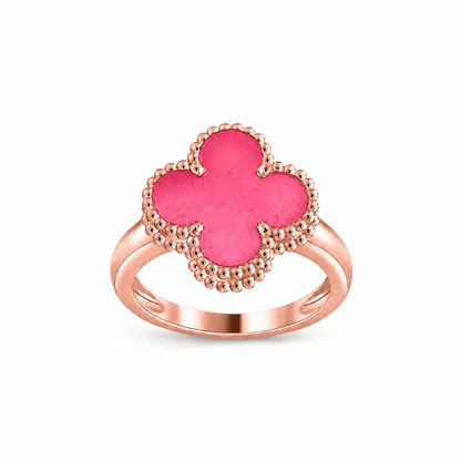 [Solara jewelry]NEW CLOVER PINK ENAMEL RINGS
