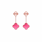 [Solara jewelry]NEW CLOVER 2 MOTIF PINK ENAMEL EARRINGS