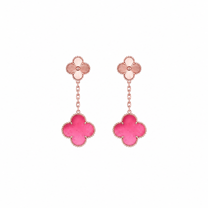 [Solara jewelry]NEW CLOVER 2 MOTIF PINK ENAMEL EARRINGS