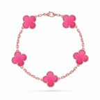 [Solara jewelry]NEW CLOVER 5 MOTIFS PINK ENAMEL BRACELET