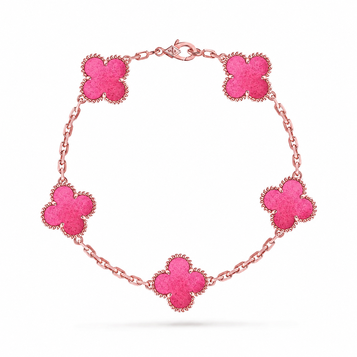 [Solara jewelry]NEW CLOVER 5 MOTIFS PINK ENAMEL BRACELET
