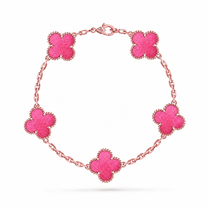 [Solara jewelry]NEW CLOVER 5 MOTIFS PINK ENAMEL BRACELET