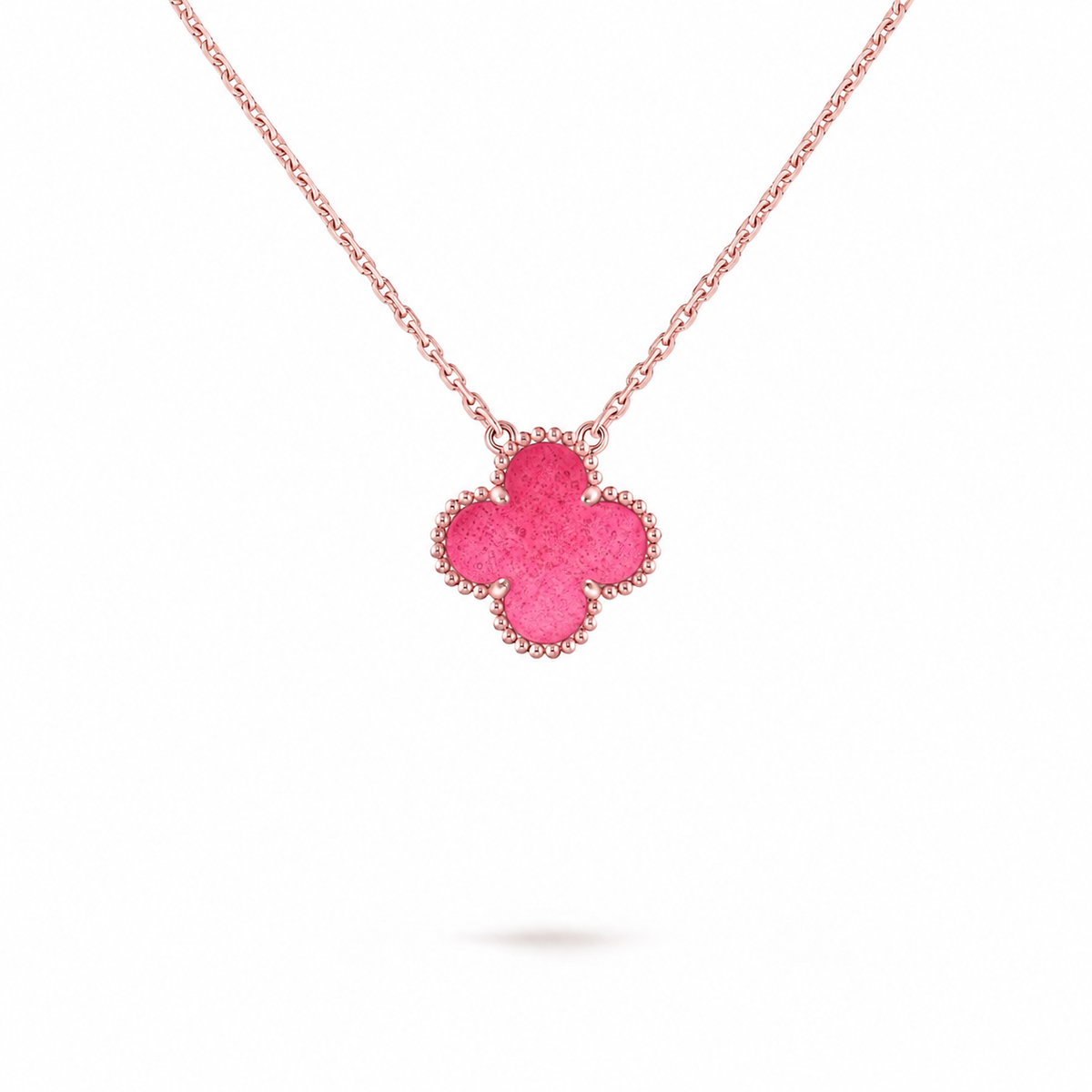 [Solara jewelry] NEW CLOVER 15MM PINK ENAMEL NECKLACE