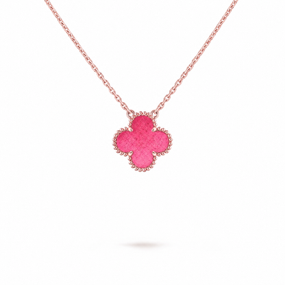 [Solara jewelry] NEW CLOVER 15MM PINK ENAMEL NECKLACE