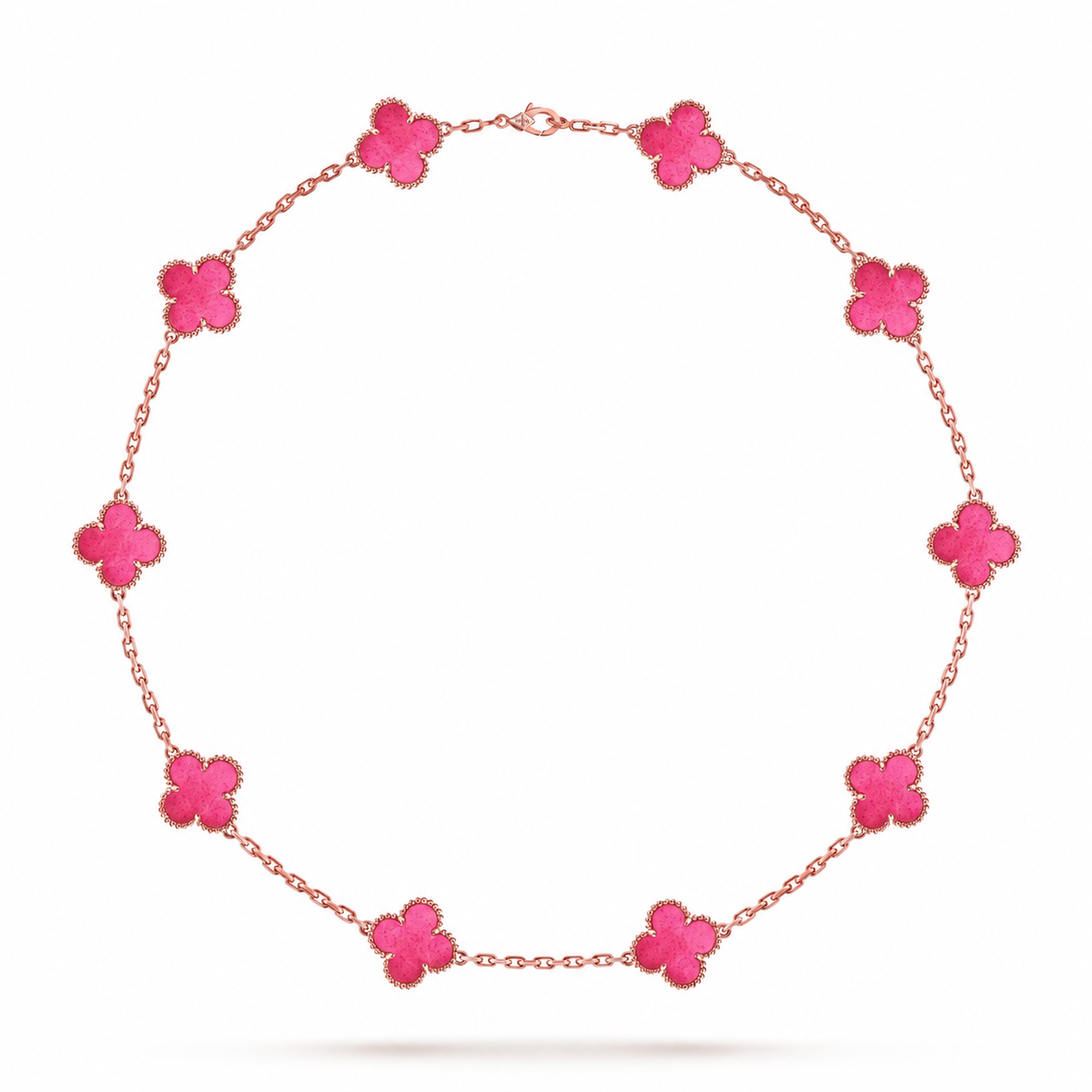 [Solara jewelry]NEW CLOVER 10 MOTIFS PINK ENAMEL NECKLACE