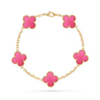 [Solara jewelry]NEW CLOVER 5 MOTIFS PINK ENAMEL BRACELET