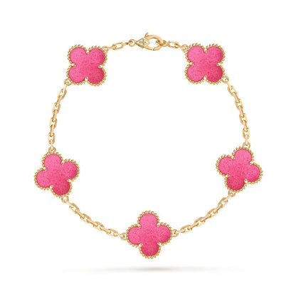 [Solara jewelry]NEW CLOVER 5 MOTIFS PINK ENAMEL BRACELET