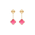 [Solara jewelry]NEW CLOVER 2 MOTIF PINK ENAMEL EARRINGS