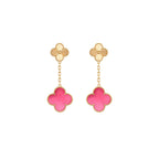 [Solara jewelry]NEW CLOVER 2 MOTIF PINK ENAMEL EARRINGS