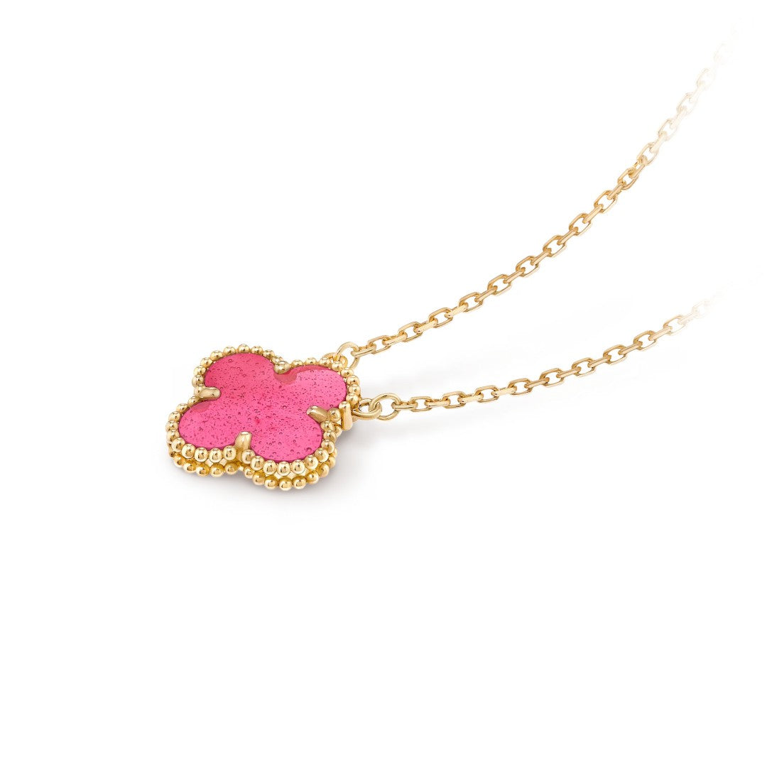 [Solara jewelry] NEW CLOVER 15MM PINK ENAMEL NECKLACE