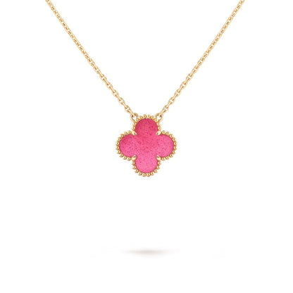 [Solara jewelry] NEW CLOVER 15MM PINK ENAMEL NECKLACE